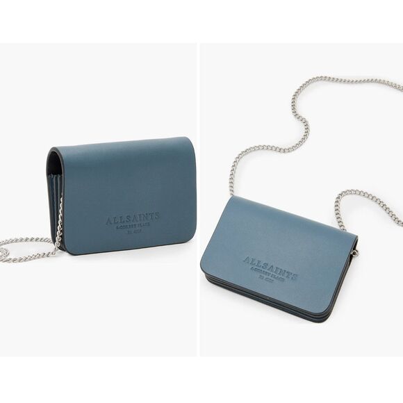 ALLSAINTS The Honore Leather Cardholder Crossbody In Steel Blue - Picture 3 of 8